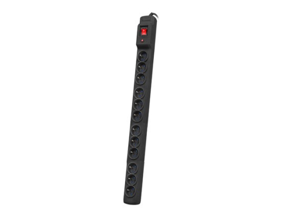 PŘEPĚŤOVÁ OCHRANA ARMAC MULTI 12M/10A RACK 19" 1,5M 12X FRANCOUZSKÉ ZÁSUVKY ČERNÁ