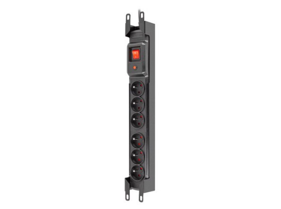 PŘEPĚŤOVÁ OCHRANA ARMAC MULTI M6 RACK 19" 3M 6X FRANCOUZSKÉ ZÁSUVKY IEC ČERNÁ