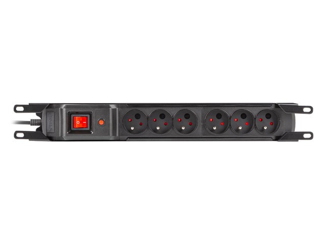 PŘEPĚŤOVÁ OCHRANA ARMAC MULTI M6 RACK 19" 3M 6X FRANCOUZSKÉ ZÁSUVKY IEC ČERNÁ 4
