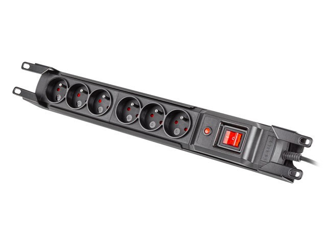 PŘEPĚŤOVÁ OCHRANA ARMAC MULTI M6 RACK 19" 3M 6X FRANCOUZSKÉ ZÁSUVKY IEC ČERNÁ 3